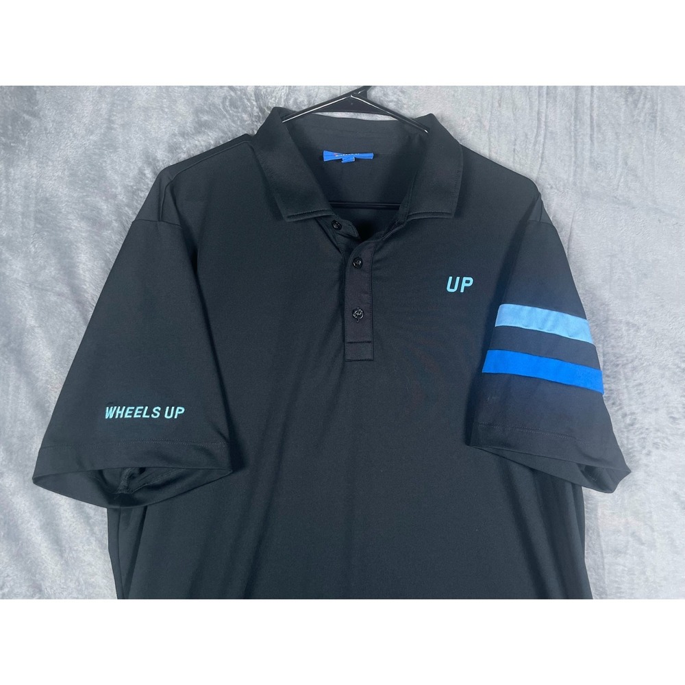 Redvanly x Wheels Up Men's Short Sleeve Polo Shirt Black Blue Size XL